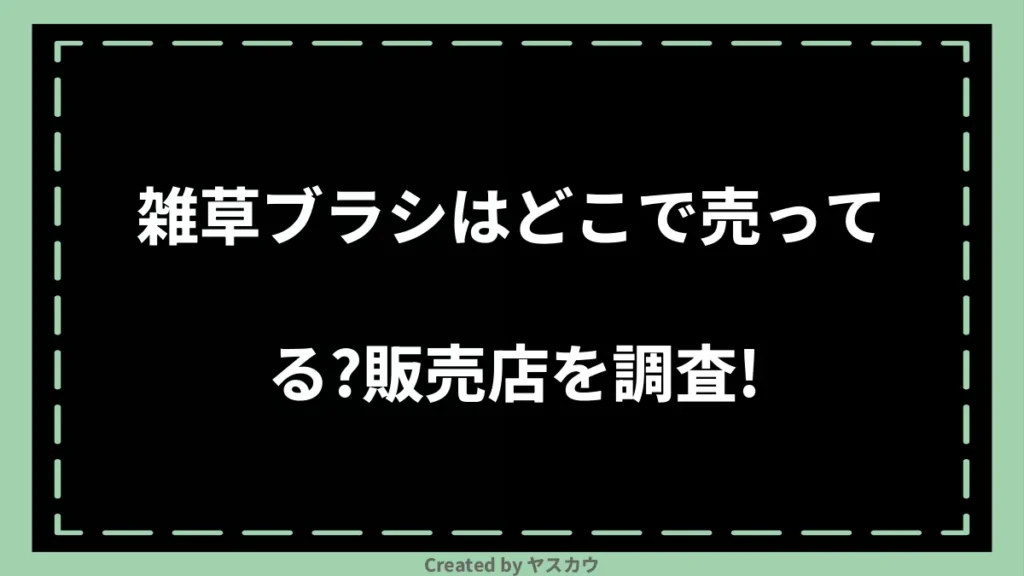 雑草ブラシはどこで売ってる？販売店を調査！