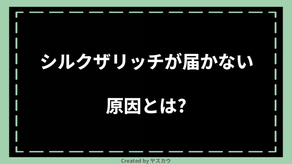 シルクザリッチが届かない原因とは？