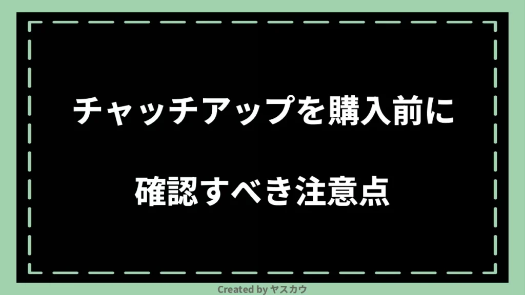 チャッチアップを購入前に確認すべき注意点