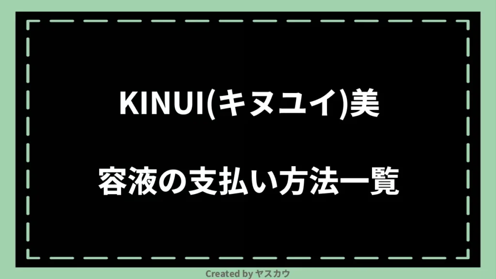 KINUI(キヌユイ)美容液の支払い方法一覧