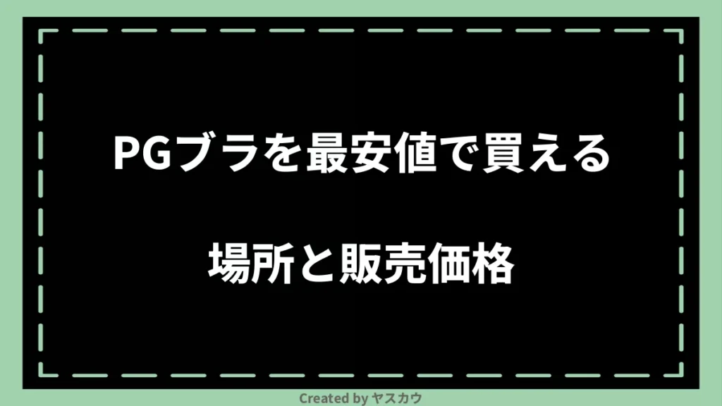 PGブラを最安値で買える場所と販売価格