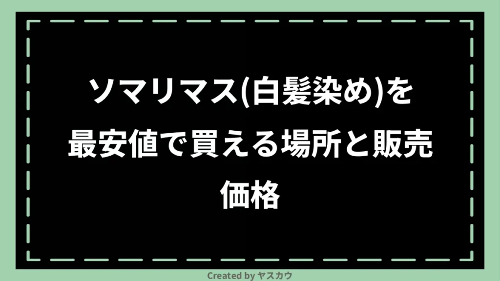 ソマリマス(白髪染め)を最安値で買える場所と販売価格