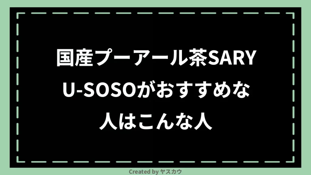 国産プーアール茶SARYU-SOSOがおすすめな人はこんな人