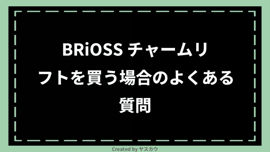 BRiOSS チャームリフトを買う場合のよくある質問