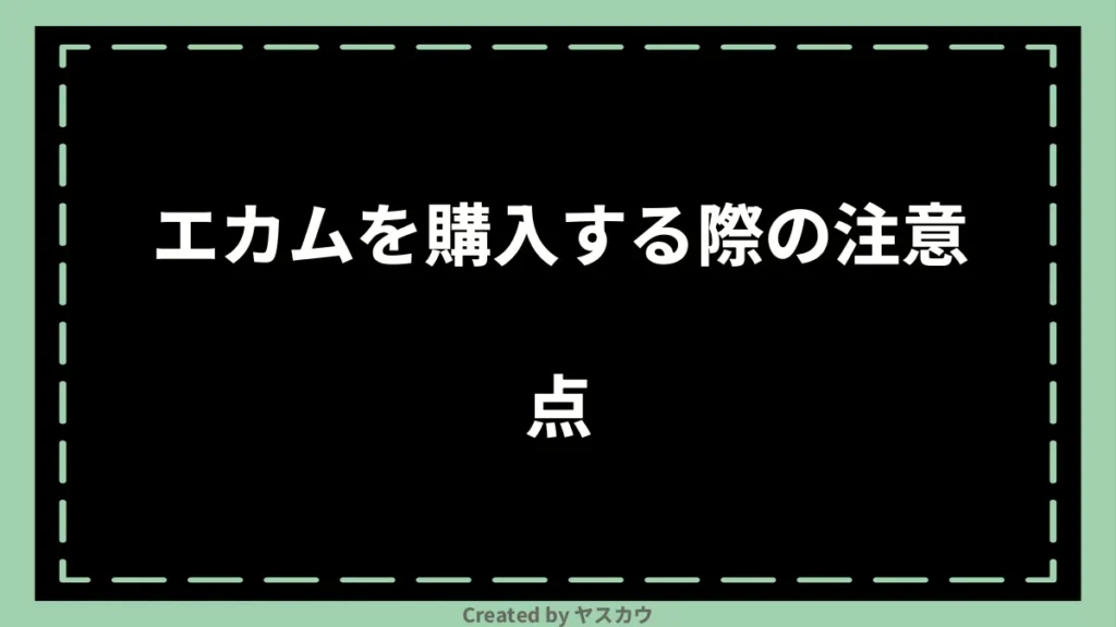 エカムを購入する際の注意点